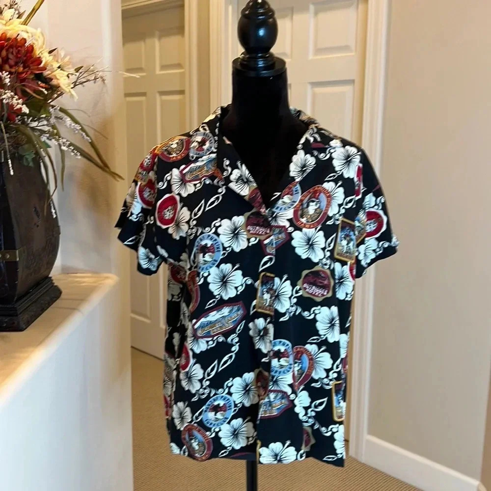 Vintage Big Dogs Hawaiian Button Down‎ Shirt